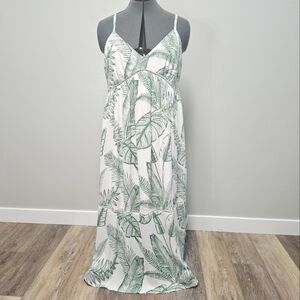 Tropical Green and White Maxi Dress